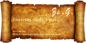 Zsolnay Györgyi névjegykártya